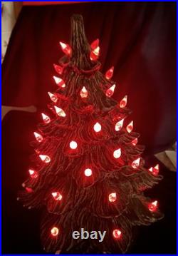 VTG 1988 Lighted Ceramic 17 Christmas Tree Red LIGHTS Music BOX WORKS! Nowell