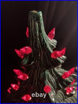 VTG 1988 Lighted Ceramic 17 Christmas Tree Red LIGHTS Music BOX WORKS! Nowell
