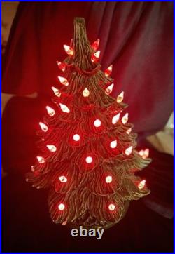 VTG 1988 Lighted Ceramic 17 Christmas Tree Red LIGHTS Music BOX WORKS! Nowell