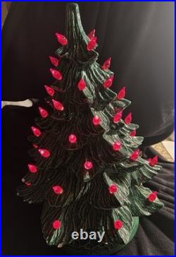 VTG 1988 Lighted Ceramic 17 Christmas Tree Red LIGHTS Music BOX WORKS! Nowell