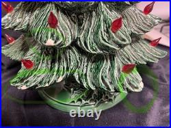 VTG 1988 Lighted Ceramic 17 Christmas Tree Red LIGHTS Music BOX WORKS! Nowell