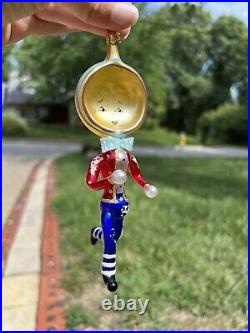 VTG 1997 Radko Blown GlassRUN AWAYSDish Ran Away w SpoonXMAS Tree Ornament