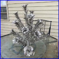 VTG 2 FT SILVER STAINLESS EVERGLEAM POM POM ALUMINUM CHRISTMAS XMAS TREE With BOX