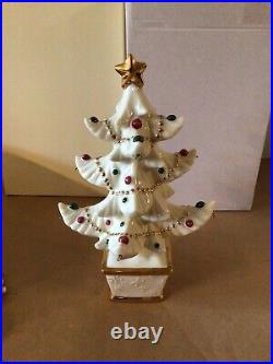 VTG 2005 LENOX MINIATURE CHRISTMAS TREE with8 MINI IVORY CHINA ORNAMENTS #8297-121