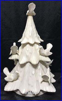 VTG 24 Ceramic Christmas Tree 8 Doves Candalabra 2 Piece Candle Holders