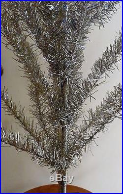 VTG 4 Foot silver Stainless aluminum Christmas tree, signed US ZONE GERMANY