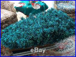 VTG 50's EMERALD GREEN BLUE 7 FT Stainless Aluminum Holiday Christmas Tree BOX