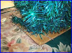 VTG 50's EMERALD GREEN BLUE 7 FT Stainless Aluminum Holiday Christmas Tree BOX