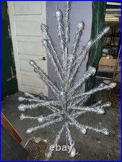 VTG 6 Ft Aluminum Christmas Tree Pom Pom Good/fair Condition READ Orig Box