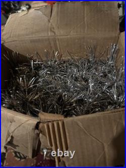 VTG 6 Ft Aluminum Christmas Tree Pom Pom Good/fair Condition READ Orig Box