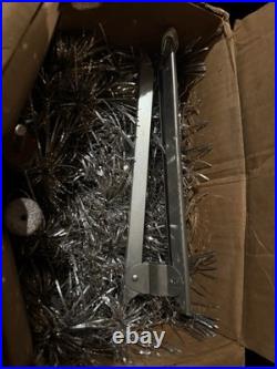 VTG 6 Ft Aluminum Christmas Tree Pom Pom Good/fair Condition READ Orig Box