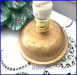 VTG'70s Atlantic Mold Ceramic Christmas Tree Gold Plaster Base 16 Flocked Top