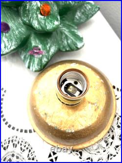 VTG'70s Atlantic Mold Ceramic Christmas Tree Gold Plaster Base 16 Flocked Top