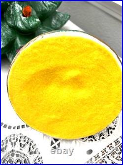 VTG'70s Atlantic Mold Ceramic Christmas Tree Gold Plaster Base 16 Flocked Top