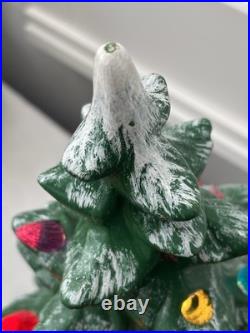 VTG'70s Atlantic Mold Ceramic Christmas Tree Gold Plaster Base 16 Flocked Top