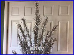 VTG ALCOA ALUMINUM 6 1/2 FT 55 BRANCHES SILVER CHRISTMAS TREE with STAND