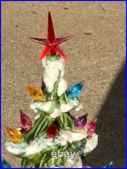 VTG Atlantic Mold Ceramic 18 Snow Flocked Musical Christmas Tree The First Noel
