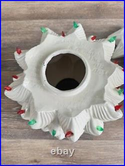VTG Atlantic Mold Ceramic Christmas Tree White Iridescent Lighted 33 Tall3 Pc