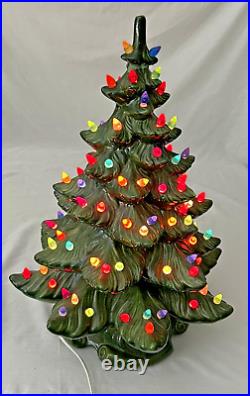 VTG Atlantic Mold Ceramic Christmas Tree with Base 19x12 Extra Large 1970s MCM