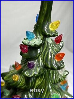 VTG Atlantic Mold Ceramic Christmas Tree with Base 19x12 Extra Large 1970s MCM