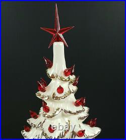 VTG Atlantic Mold White Gold Red Starlite Twinkle Ceramic Christmas Tree 17 db