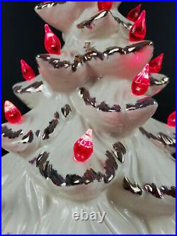 VTG Atlantic Mold White Gold Red Starlite Twinkle Ceramic Christmas Tree 17 db