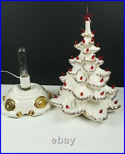 VTG Atlantic Mold White Gold Red Starlite Twinkle Ceramic Christmas Tree 17 db