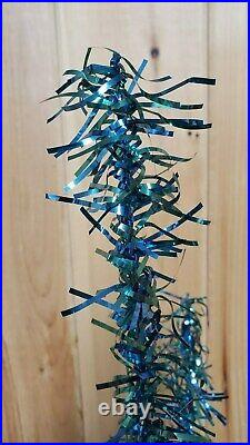 VTG Blue / Green VINYL aluminum Tree 4' Ft Christmas with Box #4148 (45 branch)