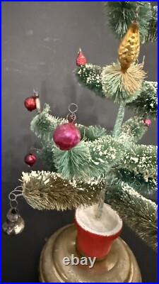 VTG Bottle Brush Christmas Tree 15 with Ornaments & Rotates Plays Music WORKS OLD