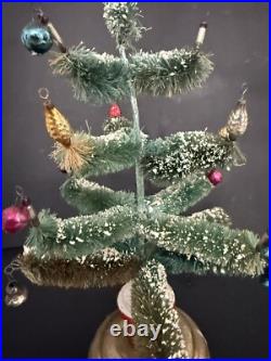 VTG Bottle Brush Christmas Tree 15 with Ornaments & Rotates Plays Music WORKS OLD