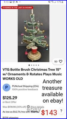 VTG Bottle Brush Tree in Musical Rotating Stand O, Come All Ye Faithful VIDEO