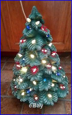 VTG CERAMIC CHRISTMAS TREE LIGHTED 18 NOWELL'S MOLD 1990 Flocked Doves Red Blue