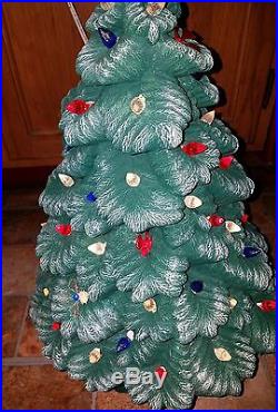 VTG CERAMIC CHRISTMAS TREE LIGHTED 18 NOWELL'S MOLD 1990 Flocked Doves Red Blue