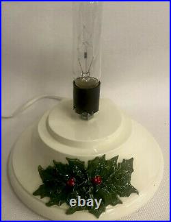 VTG CERAMIC LIGHTED CHRISTMAS TREE 16 Holly BASE NOWELLS + German Heissner Gnome