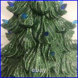 VTG CERAMIC LIGHTED CHRISTMAS TREE 16 Holly BASE NOWELLS + German Heissner Gnome