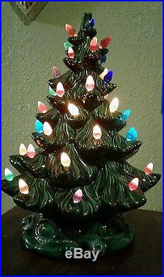 Vtg Ceramic Lighted Tabletop Christmas Tree Atlantic Mold 16