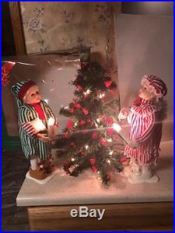 VTG CHRISTMAS Tree HOLIDAY CREATIONS ANIMATED BOY & GIRL IN PAJAMAS Lighted MIB