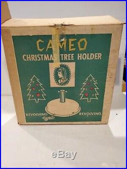 VTG Cameo Revolving Aluminum Christmas Tree Holder Stand music Jingle bells