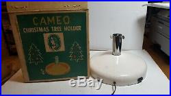 VTG Cameo Revolving Aluminum Christmas Tree Holder Stand music Jingle bells