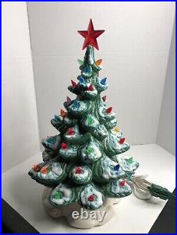 VTG Ceramic Flocked Green Light Up Christmas Tree Multicolor Light Up Rare 60/70