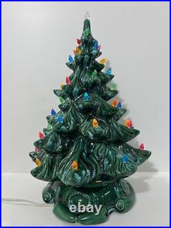 VTG Ceramic Green Color Lighted ATLANTIC MOLD Christmas Tree WithBase Height 18