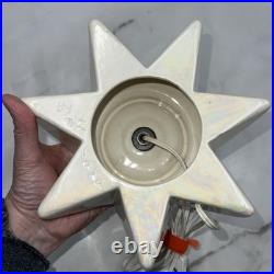 VTG Ceramic Lava Christmas Tree Opalescent White Blue Birds Doves 21 Tall Works