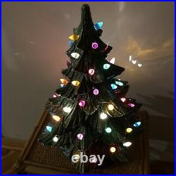 VTG Ceramic Lighted Christmas Tree 15 one piece