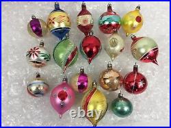 VTG Christmas Tree Glass Ornaments (39) Hand Painted Reflector Indents Poland