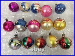 VTG Christmas Tree Glass Ornaments (39) Hand Painted Reflector Indents Poland