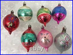 VTG Christmas Tree Glass Ornaments (39) Hand Painted Reflector Indents Poland