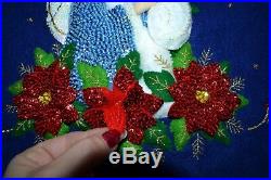 VTG Completed Bucilla Felt Nativity Christmas Tree Skirt Hand Sewn Embroidered