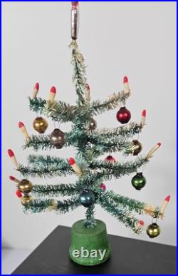 VTG Doll House Bottle Brush Christmas Tree Mini Glass Ornaments Candles Japan