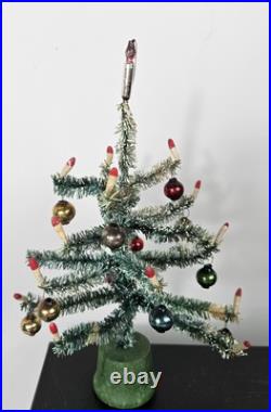 VTG Doll House Bottle Brush Christmas Tree Mini Glass Ornaments Candles Japan