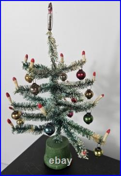 VTG Doll House Bottle Brush Christmas Tree Mini Glass Ornaments Candles Japan